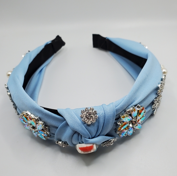 Headband bling handmade winter snowman crystals sparkly Swarovski Christmas
